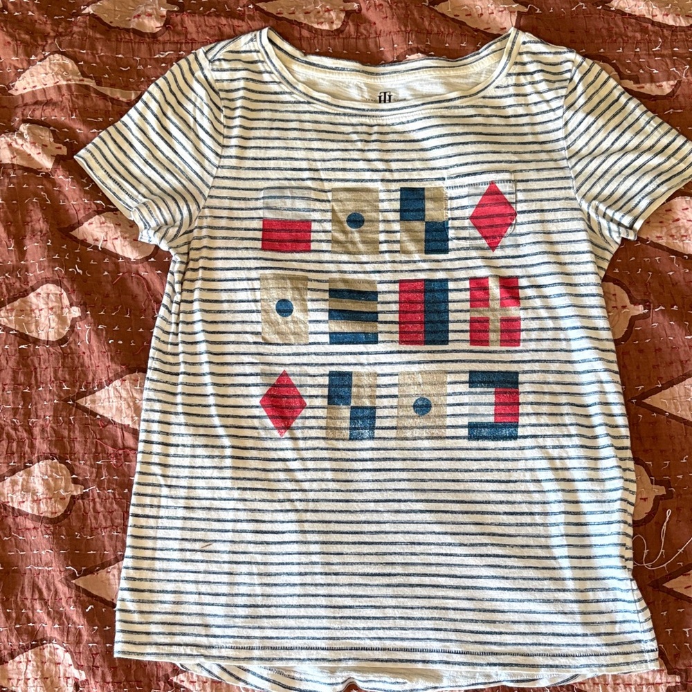 Tommy Hilfiger womens ' Striped Nautical Tee - White, Navy & Red